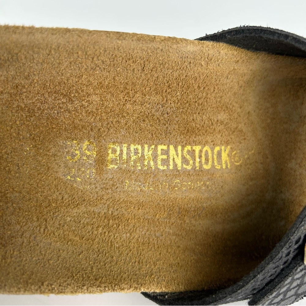Birkenstock Madrid Shiny Black Snake Single Strap Sandals EU 39 US Ladies 8 - Picture 11 of 14